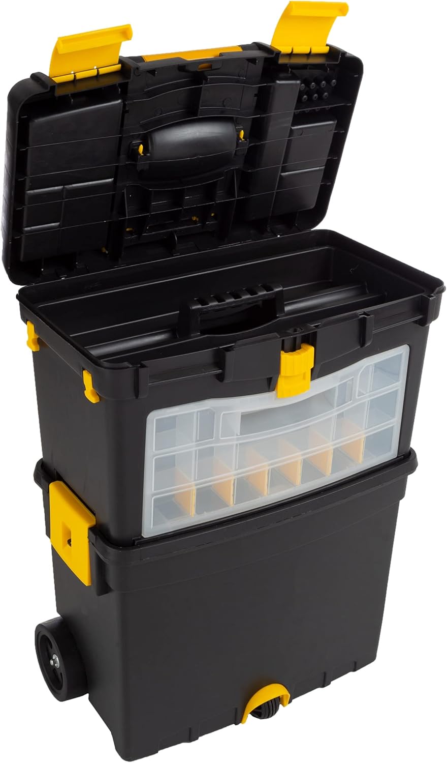 Rolling Tool Box with Wheels, Foldable Handle, and Removable Top V473