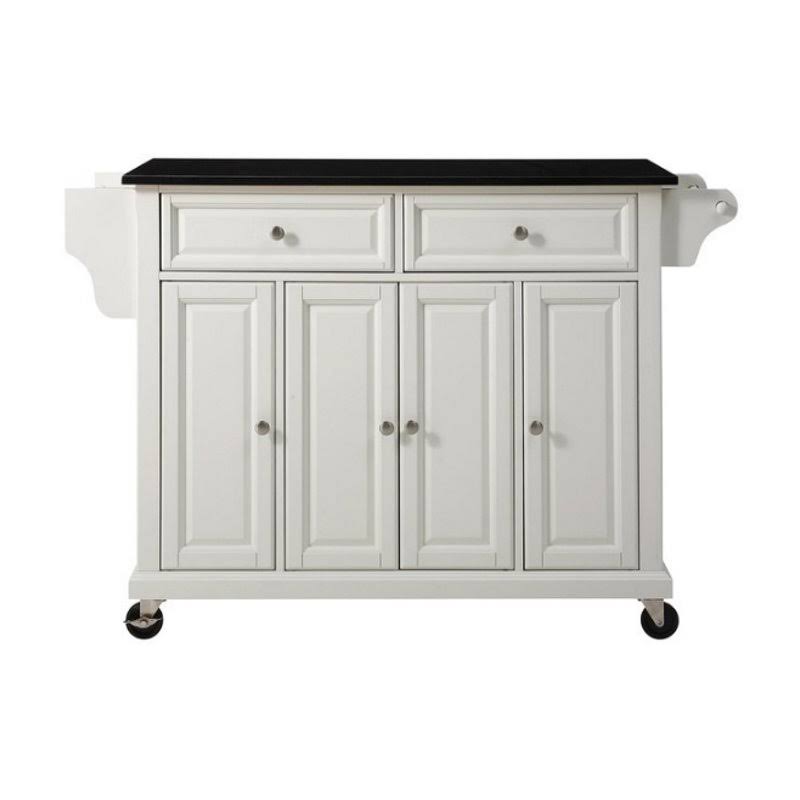 White Kitchen Cart with Black Granite Top W932553