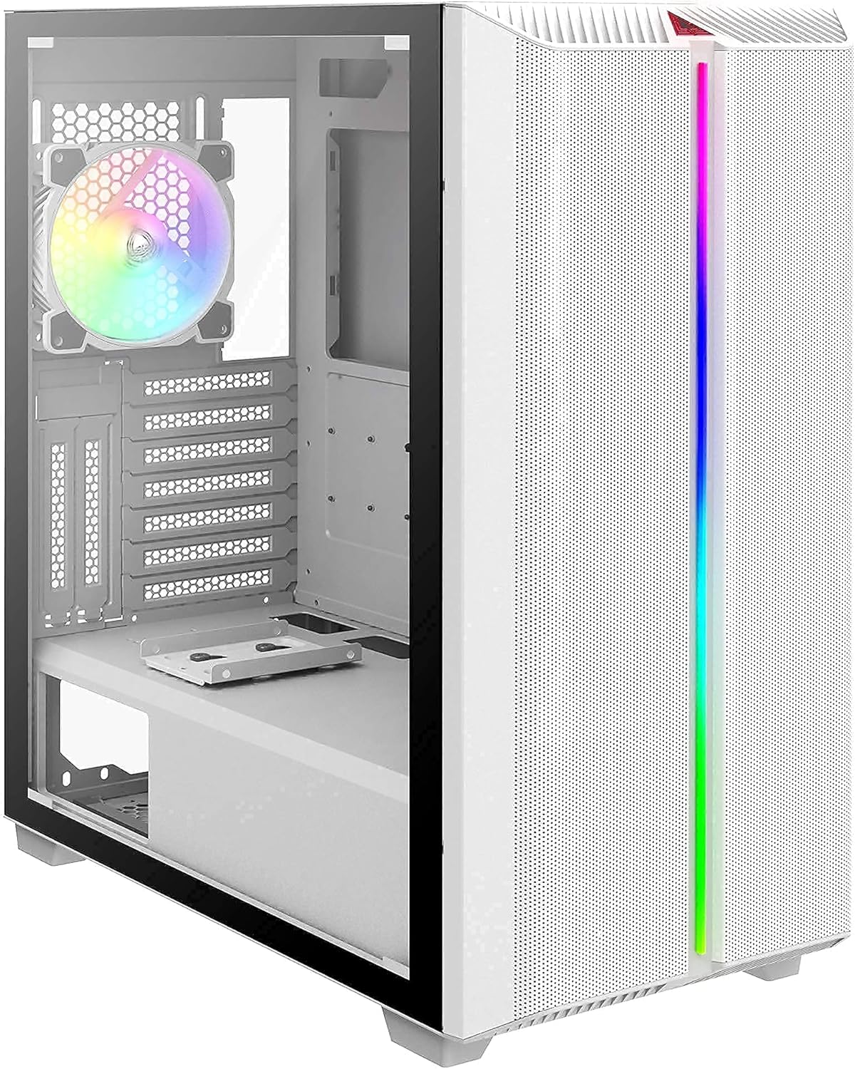 White ARGB Tempered Glass ATX Mid-Tower Gaming Case W7000