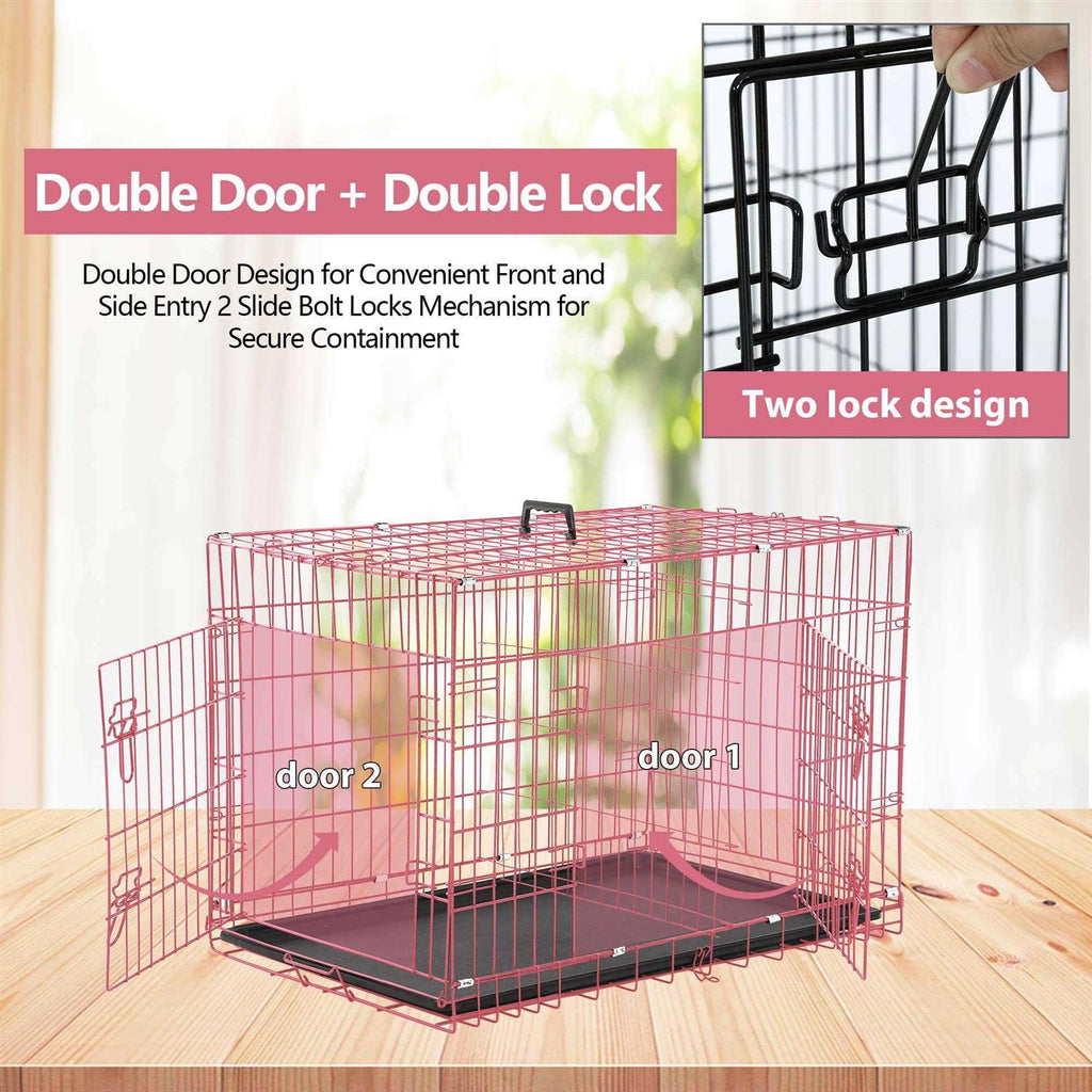 Folding Dog Cage Double Door C1363