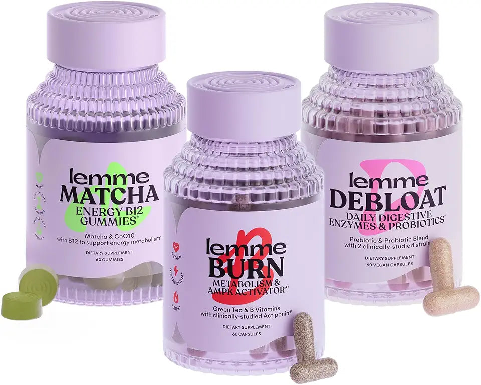 Metabolism & Fat Burning Capsules + Bloating & Gas Relief Capsules + Energy B12 Gummies V17277