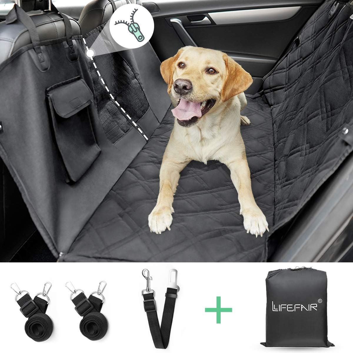 Dog Car Seat Cover with Mesh Window, Gray A211298