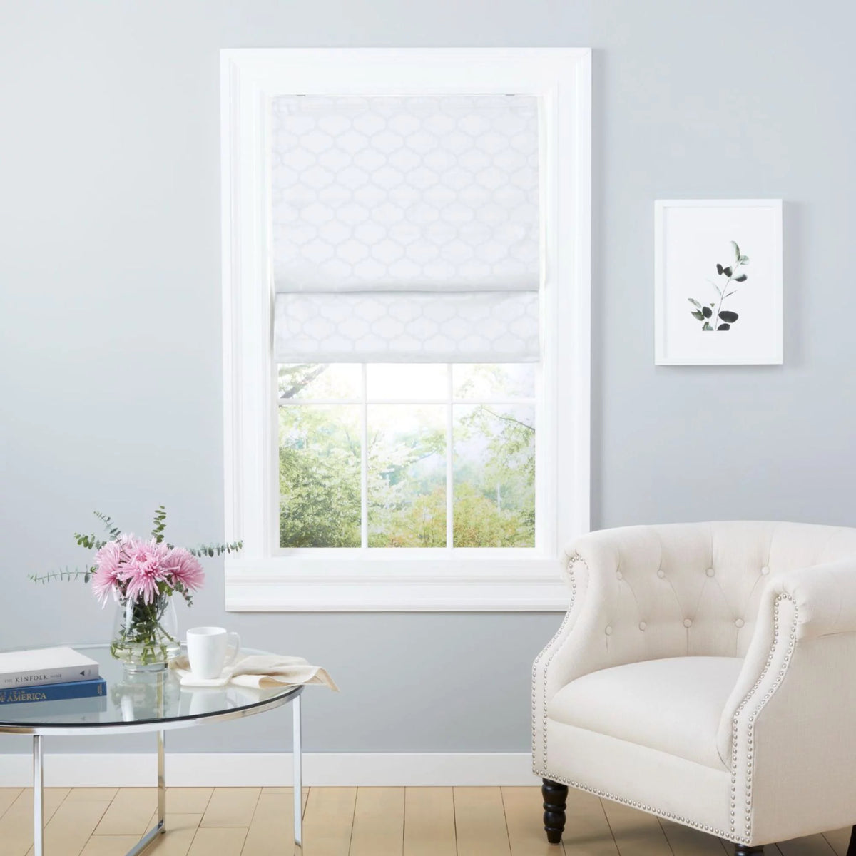 White Blackout Roman Shade S16798