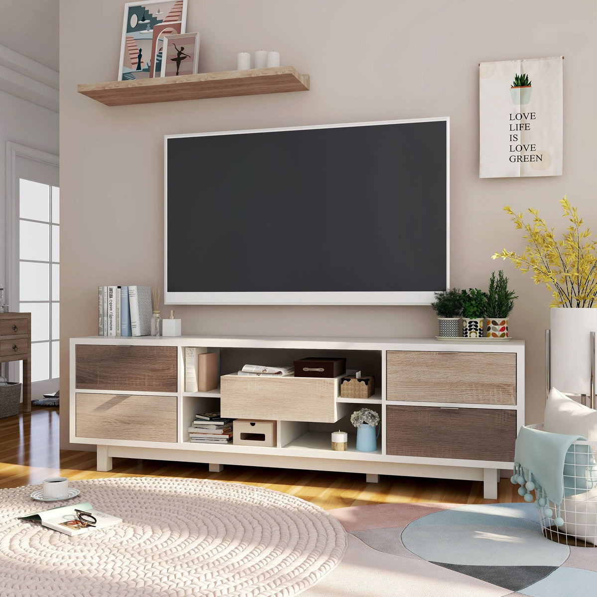 White Wood TV Stand C3646
