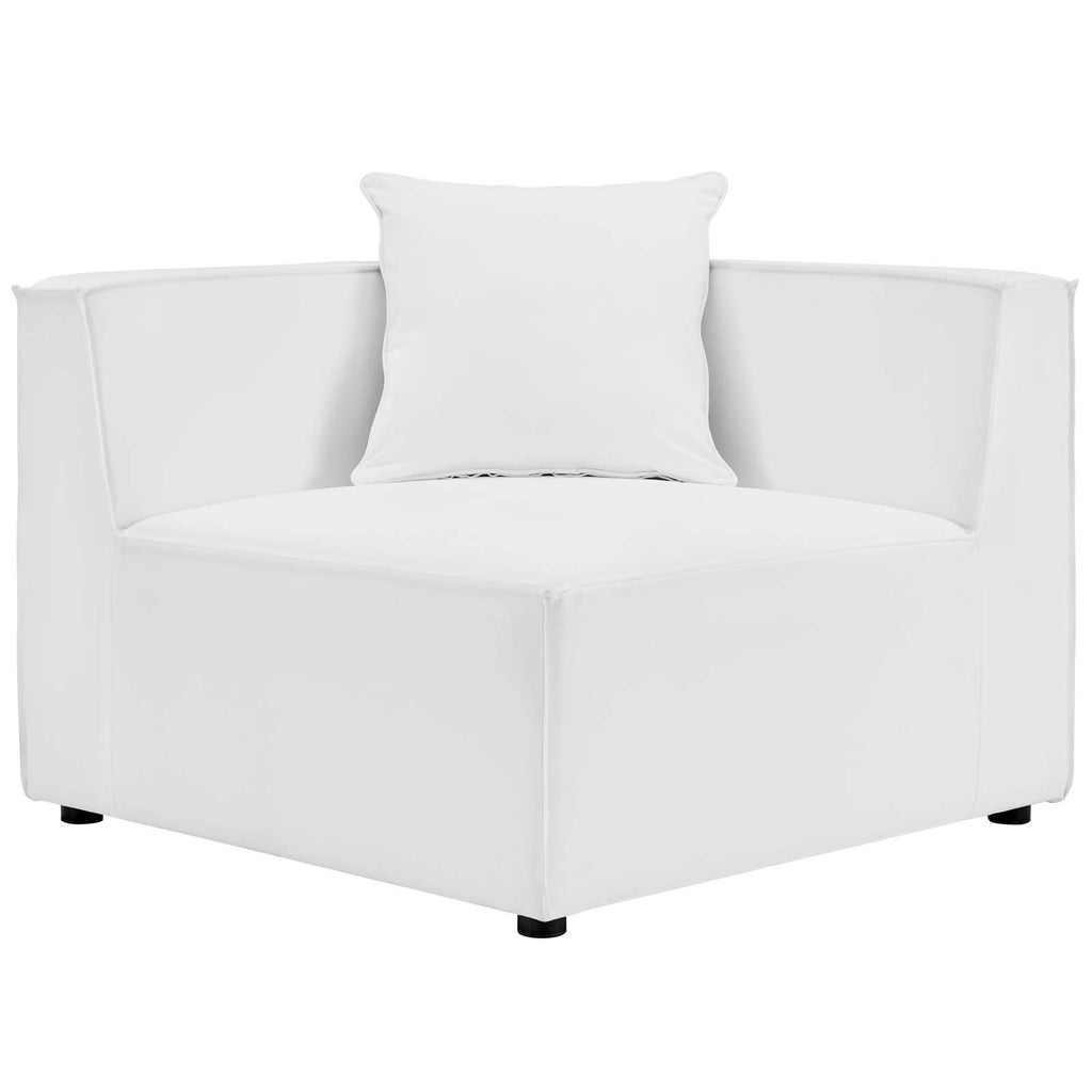 White Fabric Outdoor Loveseat Chaise Sofa I5592