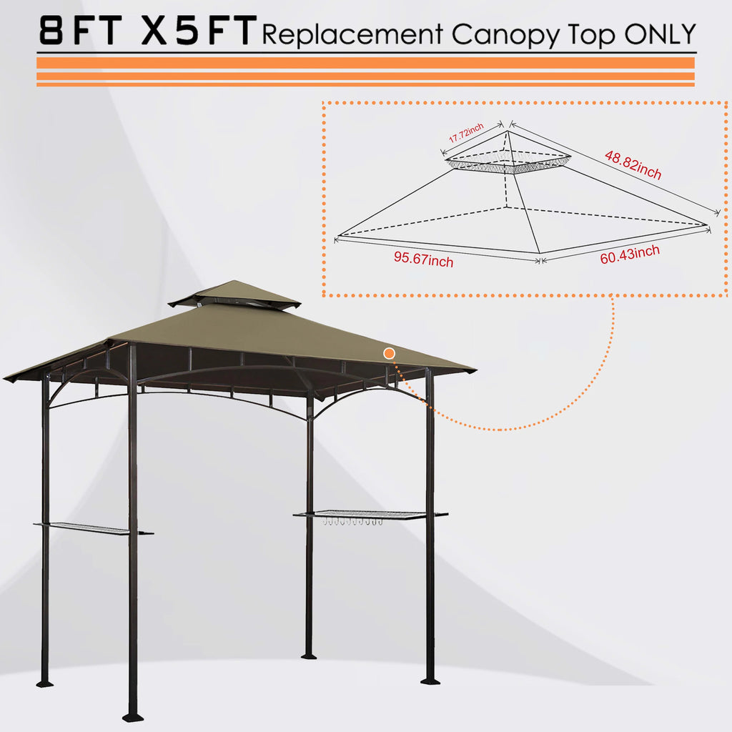5x8 Double Tiered Grill Gazebo Replacement Canopy Z567