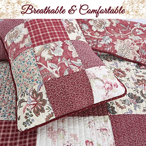 King 3 Piece 100% Cotton Reversible Patchwork Coverlet Bedding Set V836931