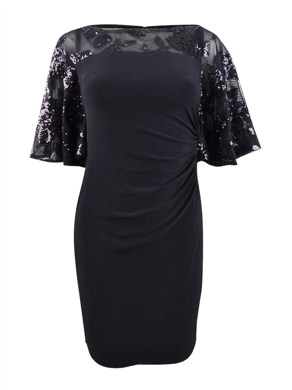 Petite Sheer-Yoke Dress (2P, Black) V366792