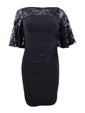 Petite Sheer-Yoke Dress (2P, Black) V366792