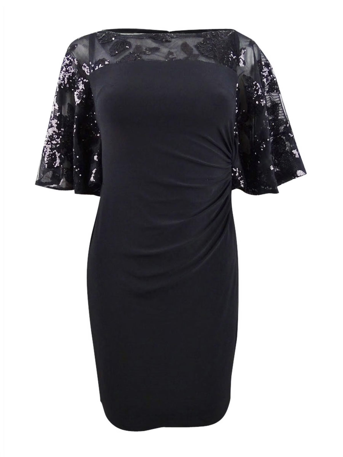 Petite Sheer-Yoke Dress (2P, Black) V366792