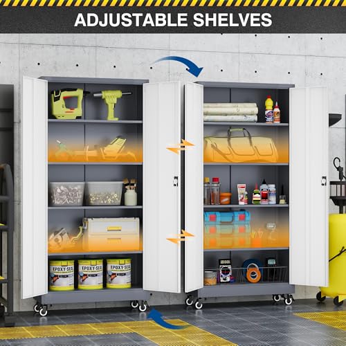 White Metal Rolling Storage Cabinet E6625