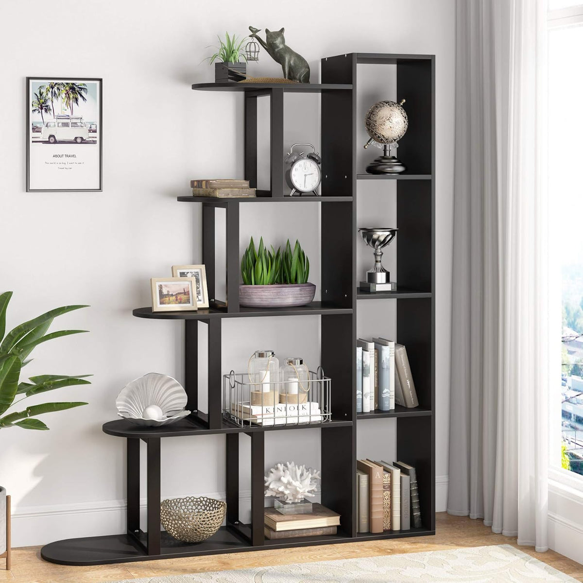 5-Tier Rustic Brown Corner Ladder Shelf C9159