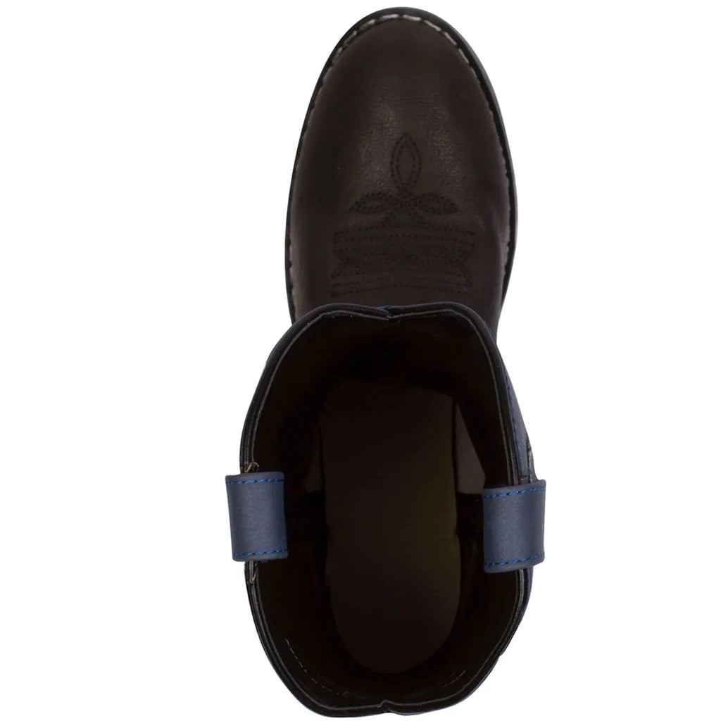 Black Blue Kids Western Boots P3926