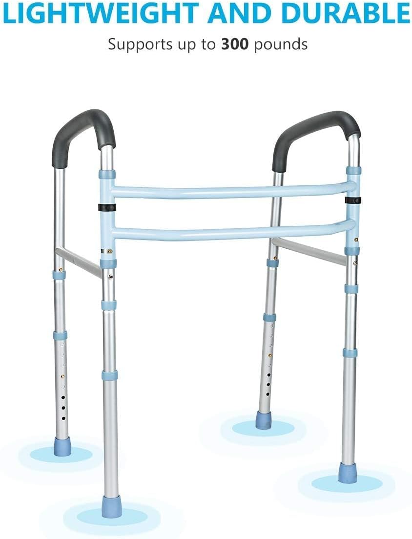Stand Alone Toilet Safety Rail and Folding Shower Commode Wheelchair Heavy Duty Medical Toilet Safety Frame Adjustable Bathroom Toilet Handrails K92434