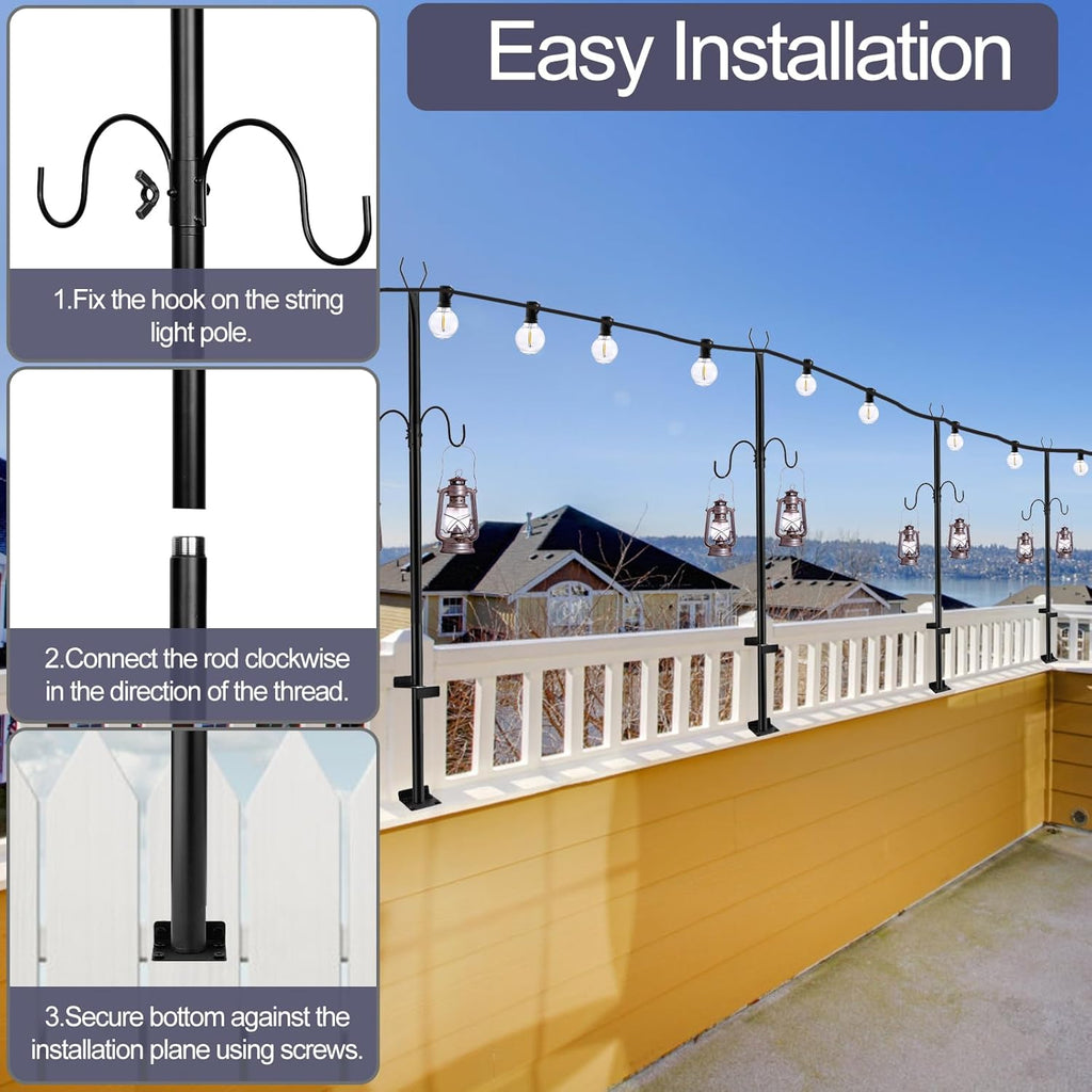 2 Pack Adjustable Metal String Light Poles T89312