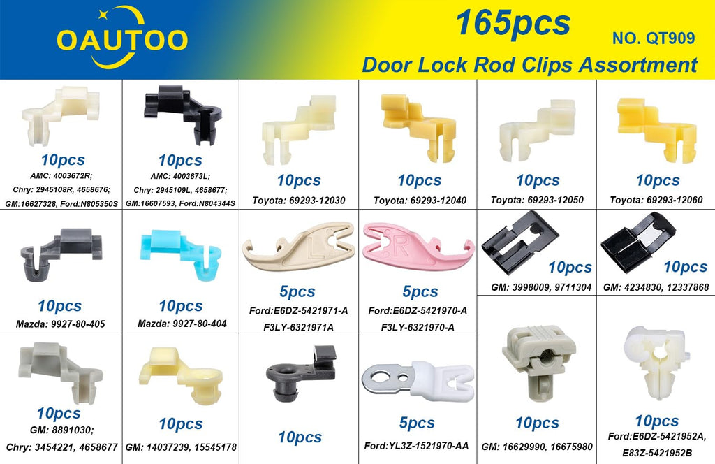 165pcs Door Lock Rod Clips Assortment T7027