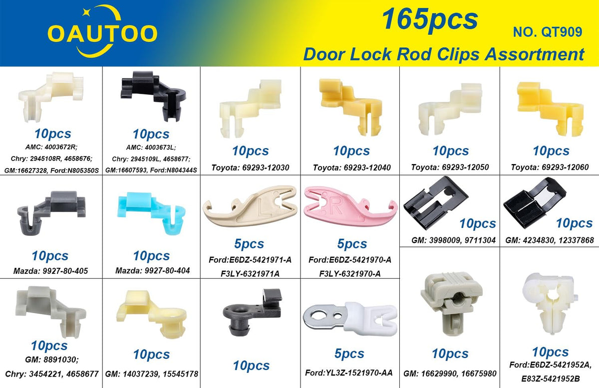 165pcs Door Lock Rod Clips Assortment T7027