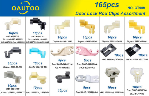 165pcs Door Lock Rod Clips Assortment T7027