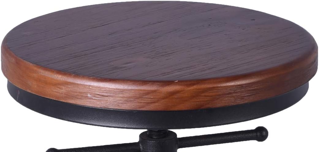 Adjustable Swivel Round Wood Metal Bar Stool Set of 2 Y1442