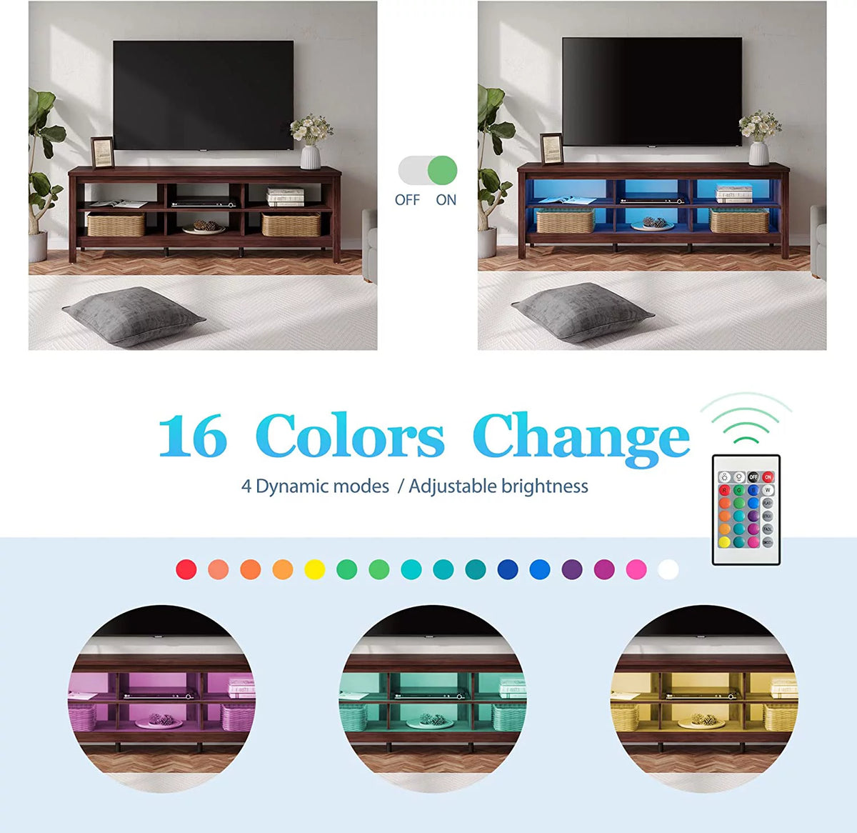 Brown 70'' TV Stand with 6 Cubby B55653