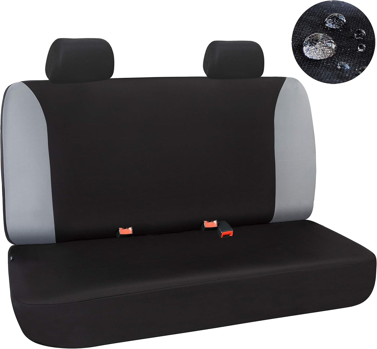 Waterproof Front Car Seat Covers Set Universal Fit Bucket Seat Protector Airbag Compatible Gray and Black 2 PC O78941