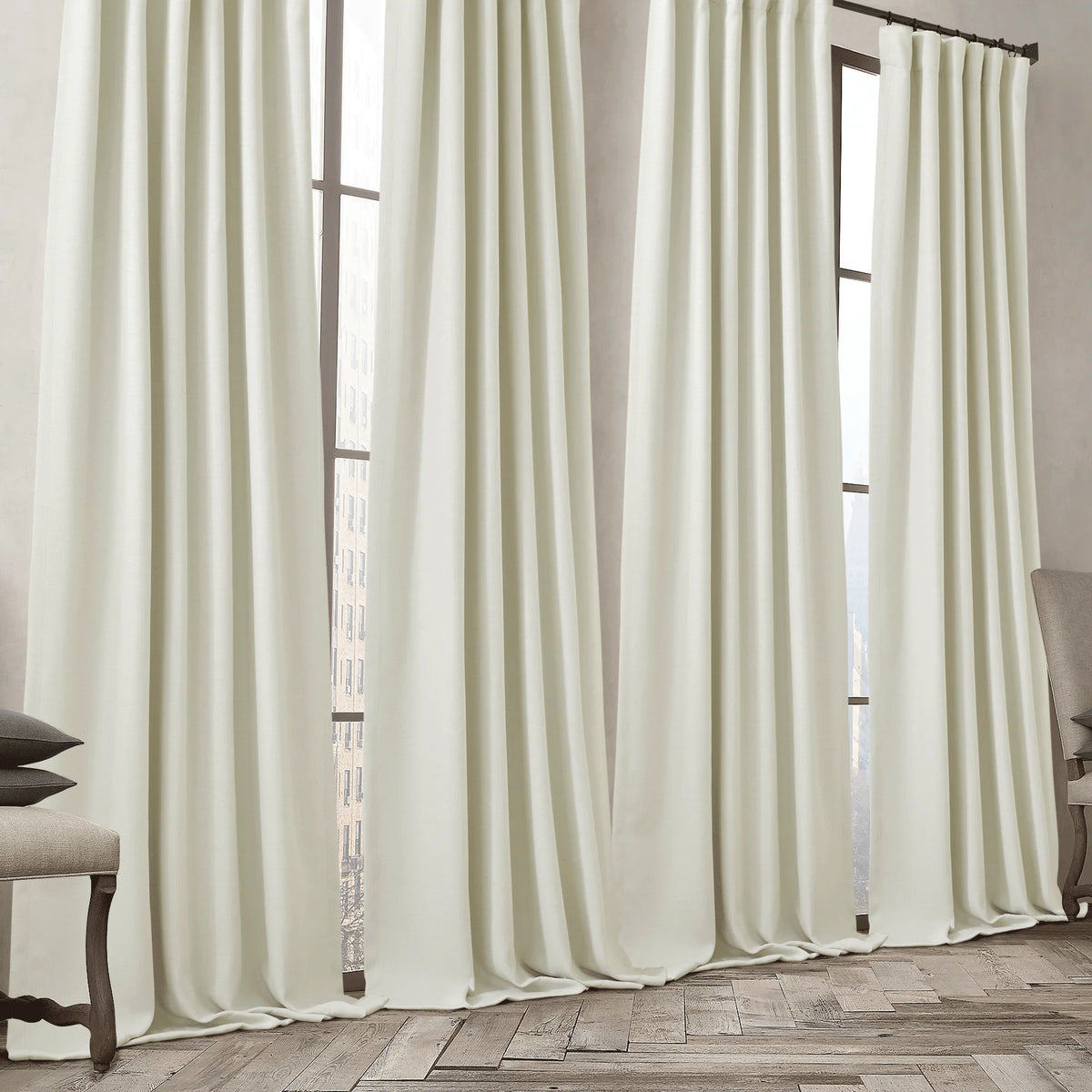 Faux Linen Blackout Curtains 102 inches Long 50" Wide 2 Panels Pinch Pleated Thermal Insulated O3196