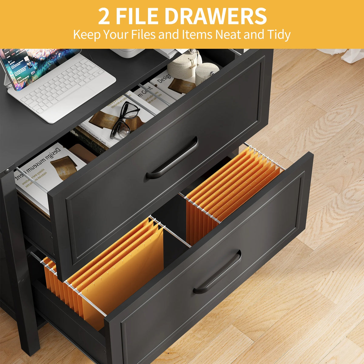 Black 2-Drawer Lateral File Cabinet I368
