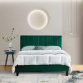 Queen Size Platform Bed with Upholstered Headboard and Slat Support S24502