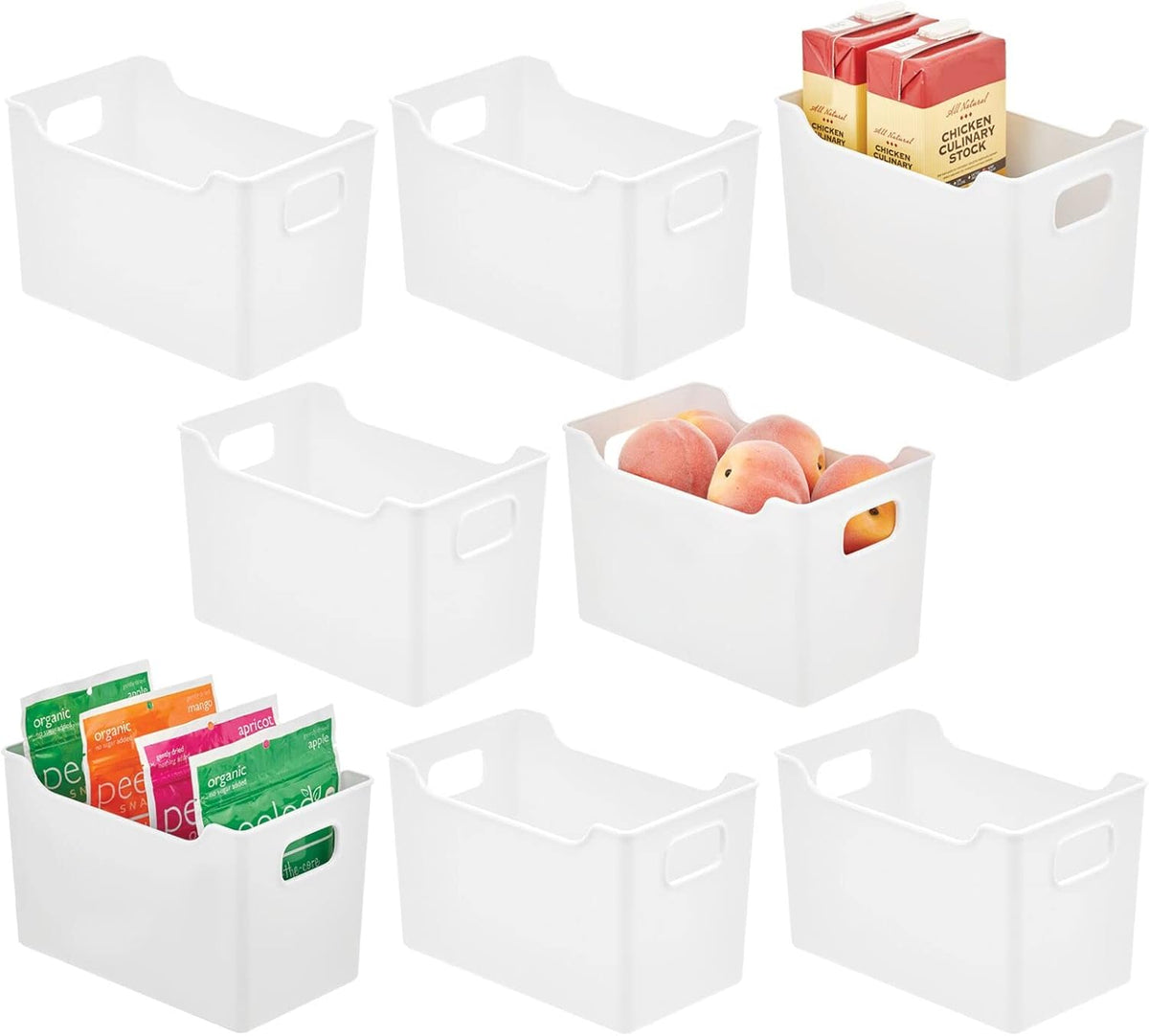 Clear Plastic Kitchen Storage Container Bins with Handles, 8 Pack T7207