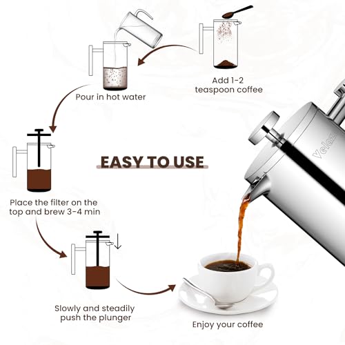 34oz Double Wall Insulated Stainless Steel French Press G6322