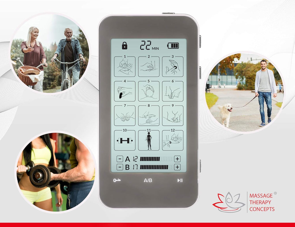 TENS Unit and EMS Combination Muscle Stimulator with 2 Channels, 12 Modes, Belt Clip and Protective Hard Travel Case N4199