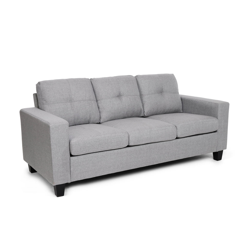 Gray and Dark Brown Fabric Tufted 3 Seater Sofa T7716