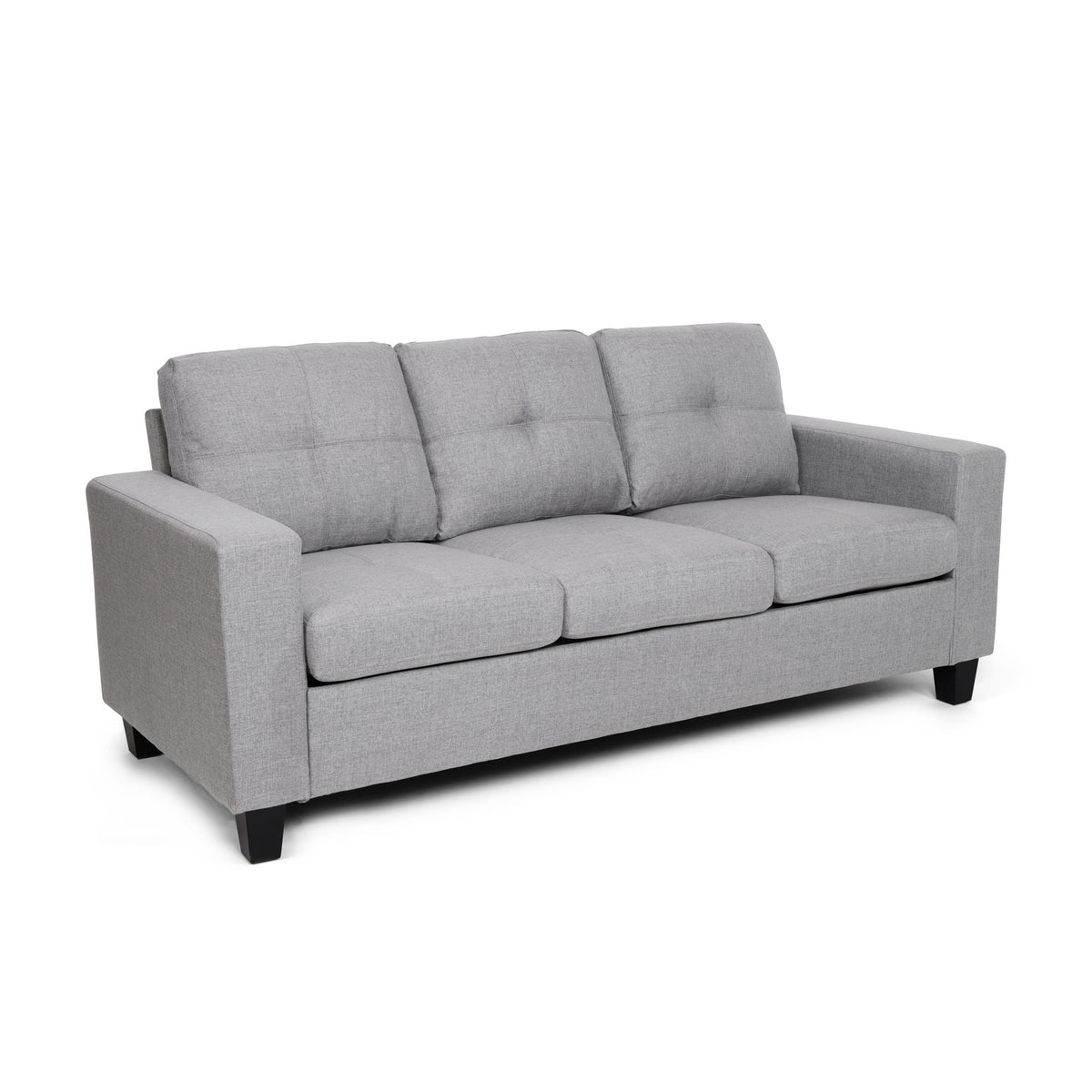 Gray and Dark Brown Fabric Tufted 3 Seater Sofa T7716