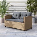 Compact Wicker Pillow Back Outdoor Loveseat C73128