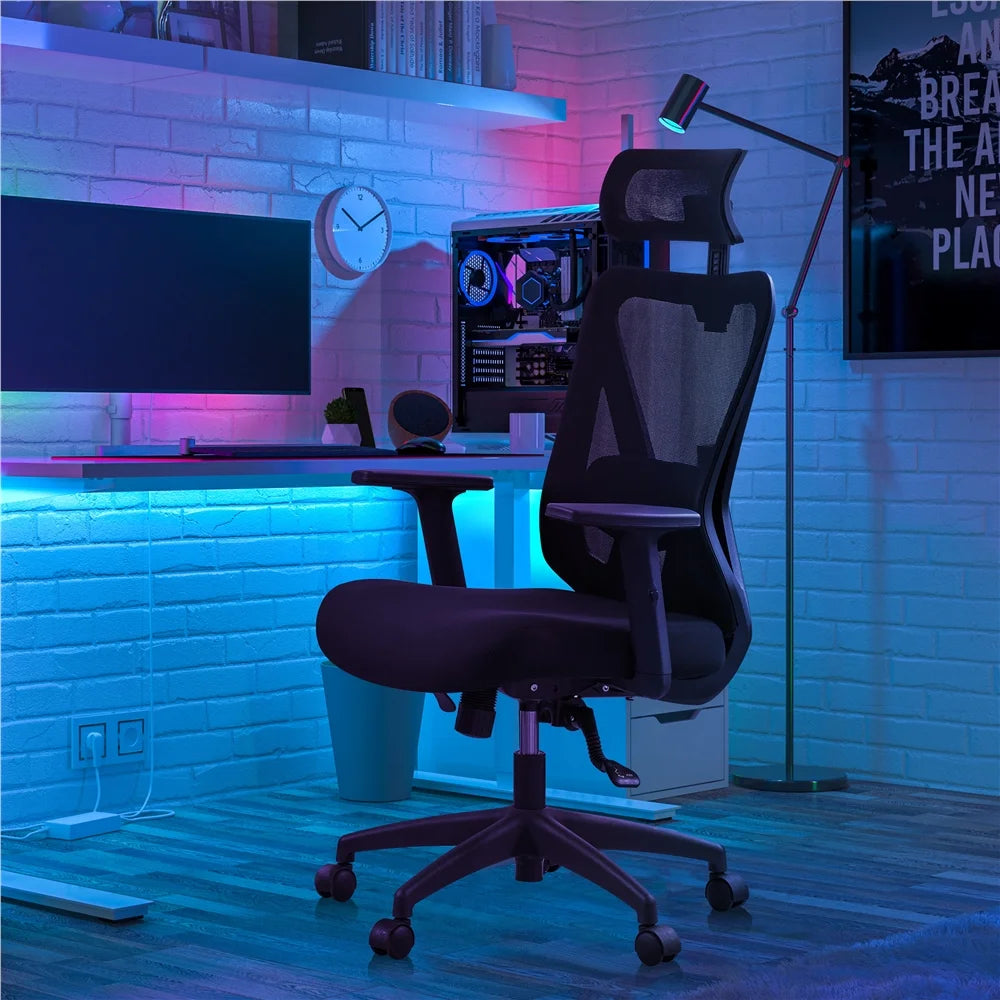 Black Ergonomic Mesh Office Chair with Headrest J80738