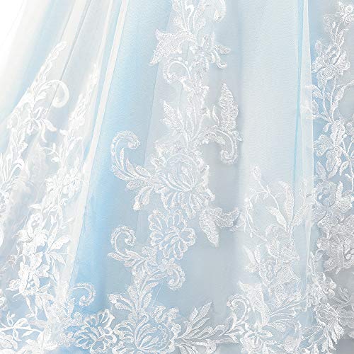 Girls Long Sleeve Lace Flower Wedding Bridesmaid Party Dresses Floor Length Tulle Ball Gown P6930