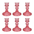 Glass Candlestick Holders Set of 6 C328