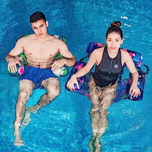 Inflatable Pool Chair Float 2 Pack Adjustable Floating Lounge Chairs O91546