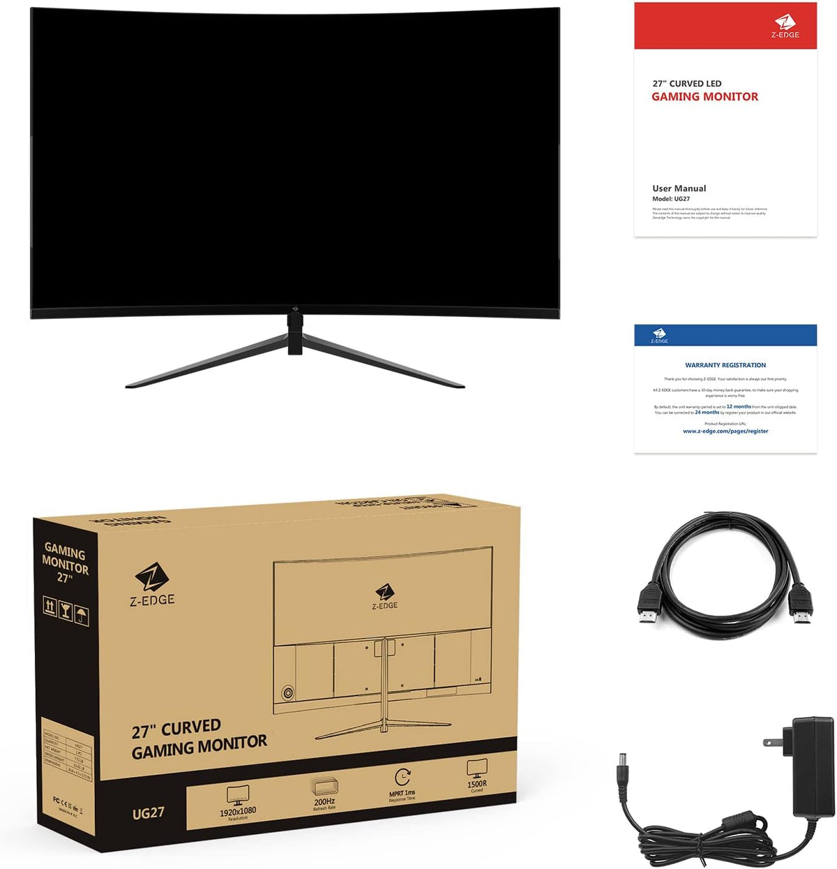 27-inch Curved Gaming Monitor 16:9 1920x1080 200/144Hz 1ms Frameless LED Monitor M333