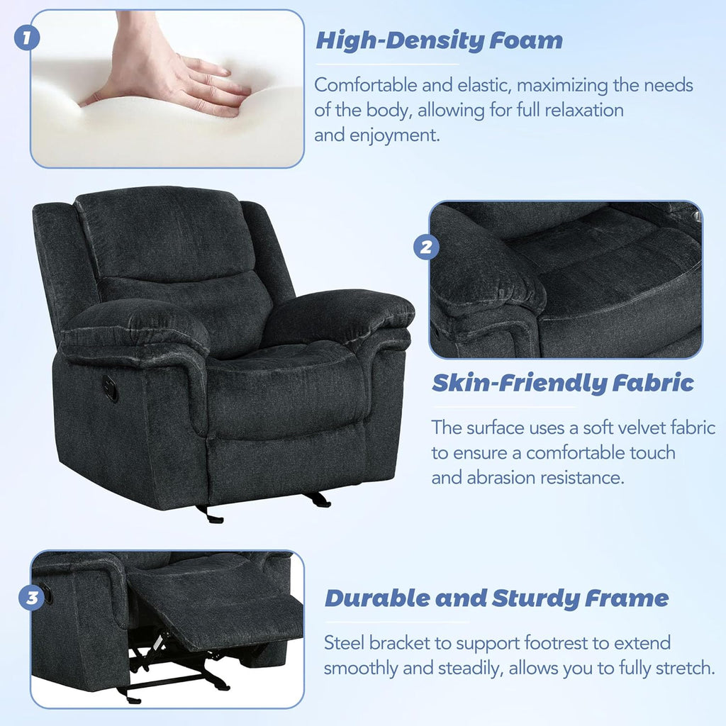3-Piece Velvet Recliner Sofa Set with Cup Holders P469998