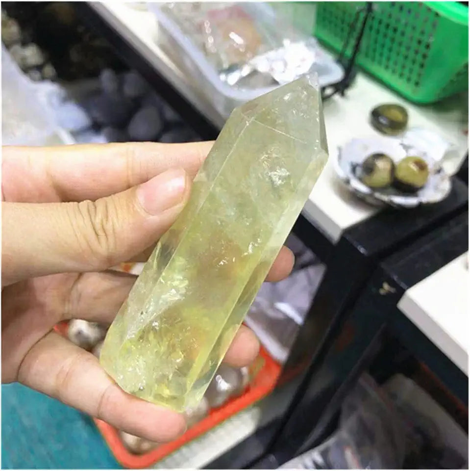 Natural Citrine Quartz Crystal Wand Point I64026