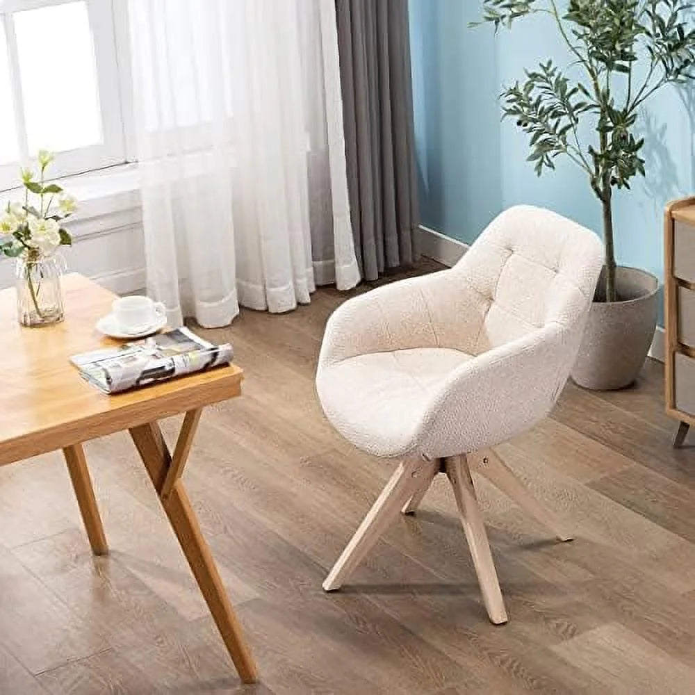Mid Century Modern Fabric Accent Chair with Oak Wood Legs Z3652