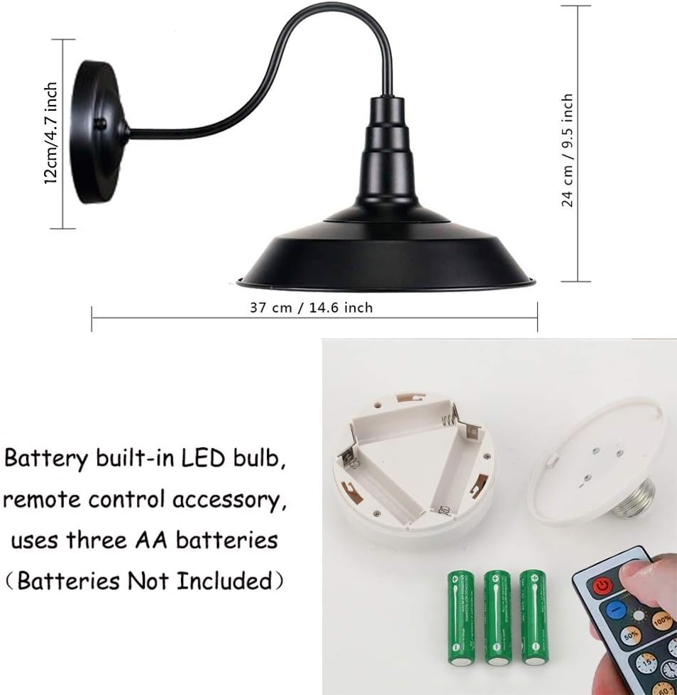Black Battery Run Remote Control Wall Lamp K9693