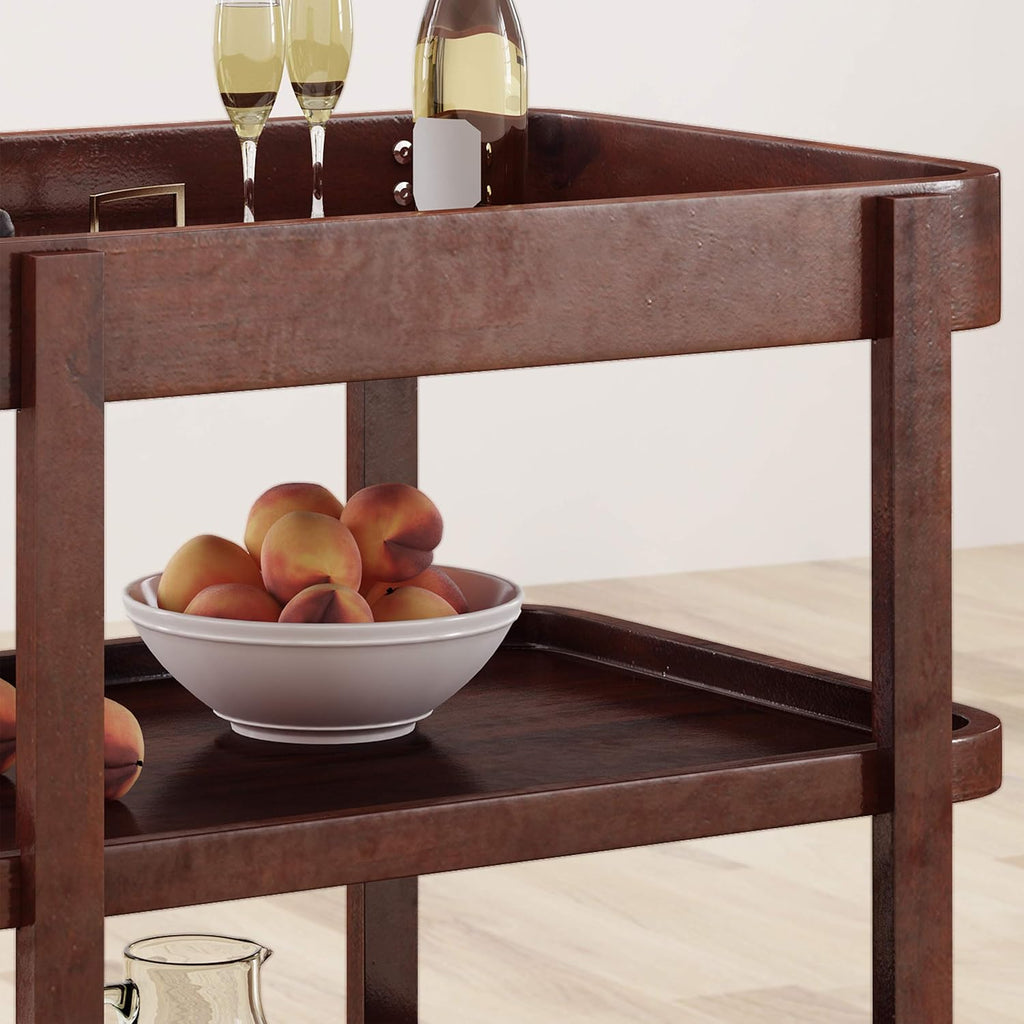 3-Tier Solid Acacia Wood Bar Cart B276