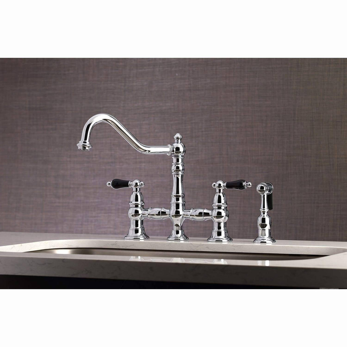 Polished Chrome Kitchen Faucet with Brass Sprayer F457761