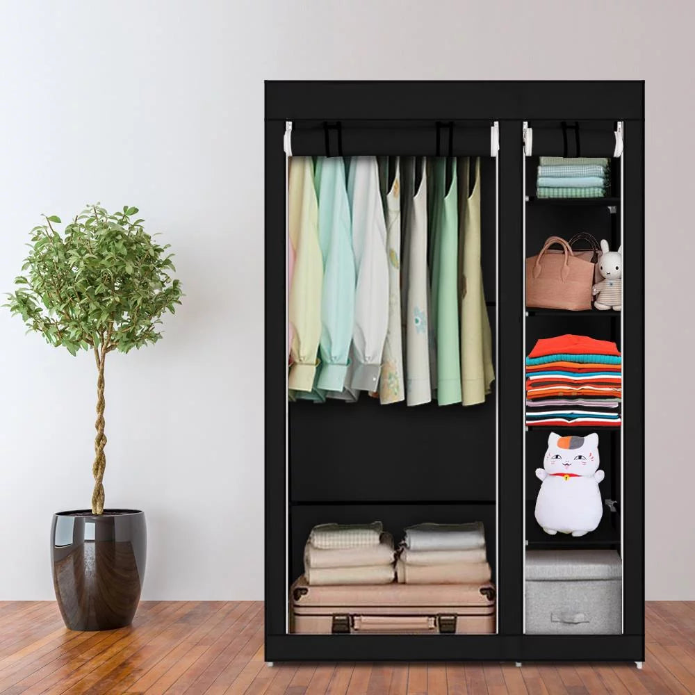 Black Portable Non-woven Fabric Clothes Closet R203119