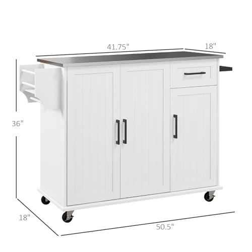 Black Rolling Kitchen Island with Storage T6195