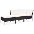 3 Piece Poly Rattan Outdoor Sectional Sofa Set with Cushions Steel Frame C214
