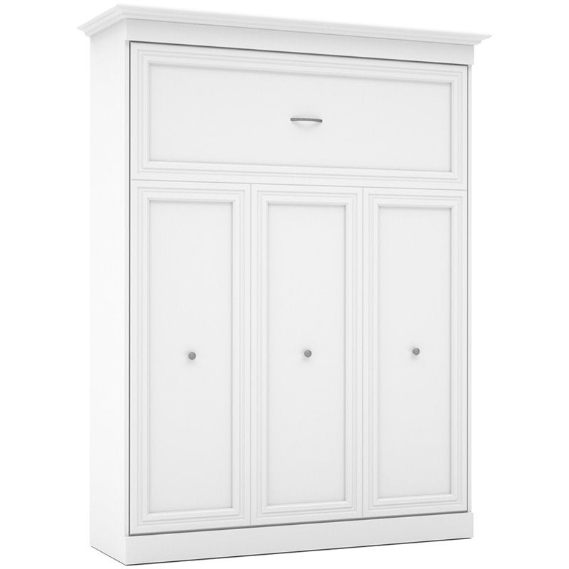White Gray Wood Queen Murphy Bed with Sofa K591417
