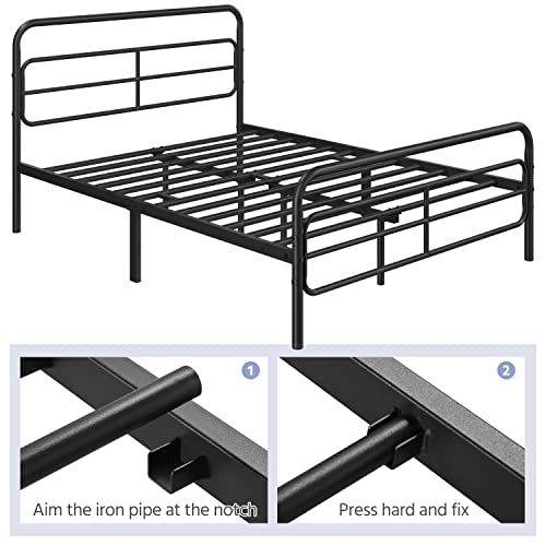 White Metal Twin Bed Frame with Headboard Y4975